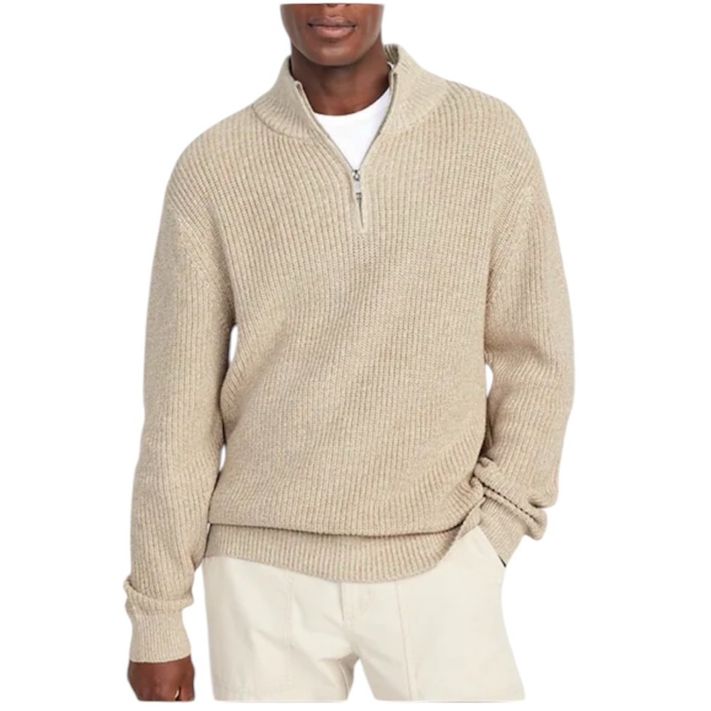 XXL Canvas Ribbed Quarter Sweater NWT Zip
